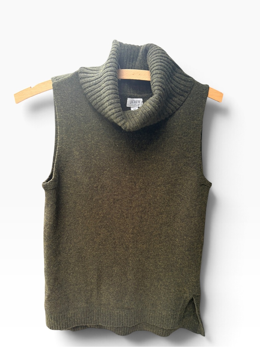 J. Crew Olive Sleeveless Cowl Neck Sweater Vest